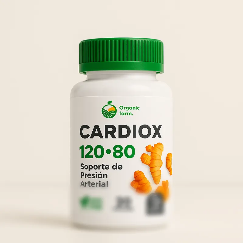 Envase de Cardiox 120/80, 20 porciones, sobre fondo claro