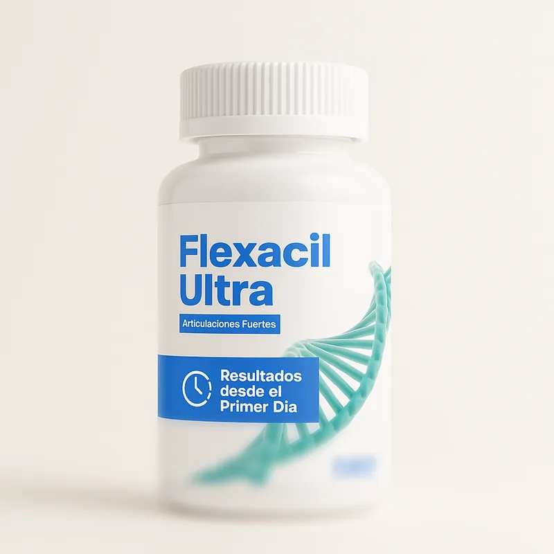 Envase de Flexacil Ultra, 20 cápsulas, sobre fondo claro