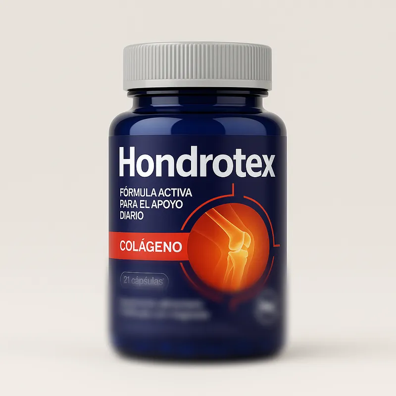 Envase de Hondrotex, 21 cápsulas, sobre fondo claro