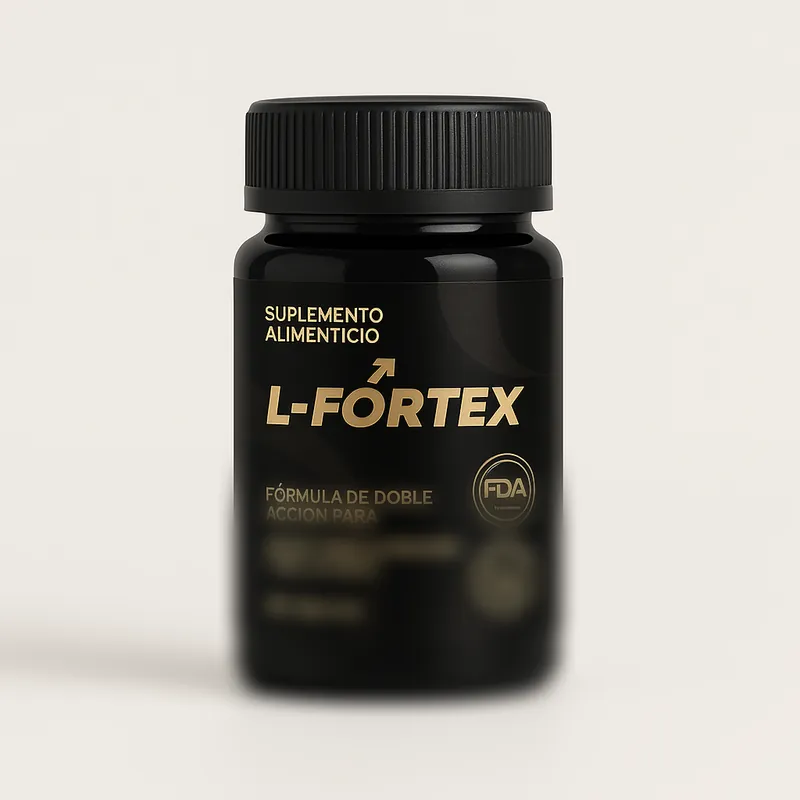Envase de L-Fortex, 20 cápsulas, sobre fondo claro