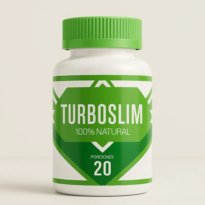 Envase de Turboslim, 20 porciones, sobre fondo claro
